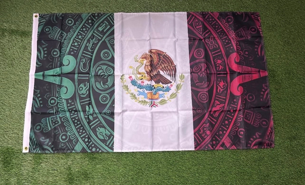 Mexico Aztec Calendar flag style #1 size 5'x3'