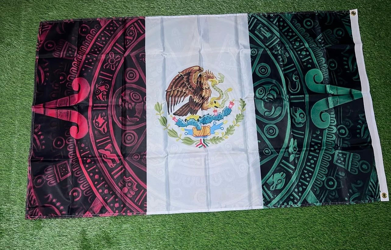 Mexico Aztec Calendar flag style #1 size 5'x3'