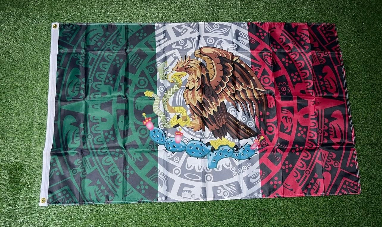 Mexico Aztec Calendar flag style #3 size 5'x3'