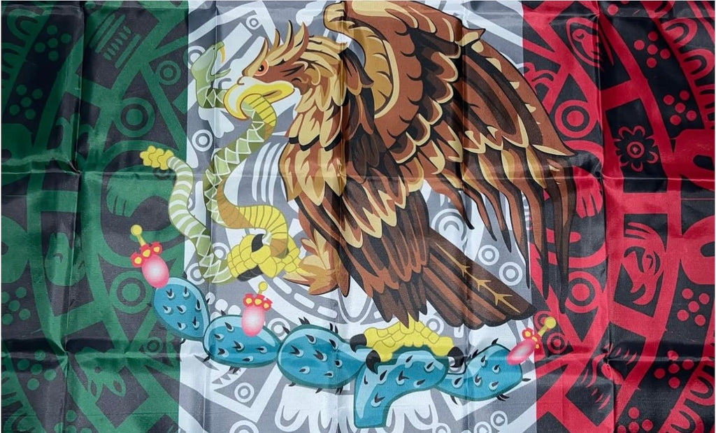 Mexico Aztec Calendar flag style #3 size 5'x3'