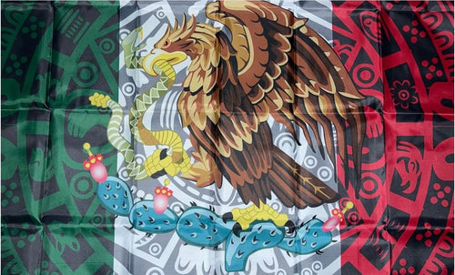 Mexico Aztec Calendar flag style #3 size 5'x3'